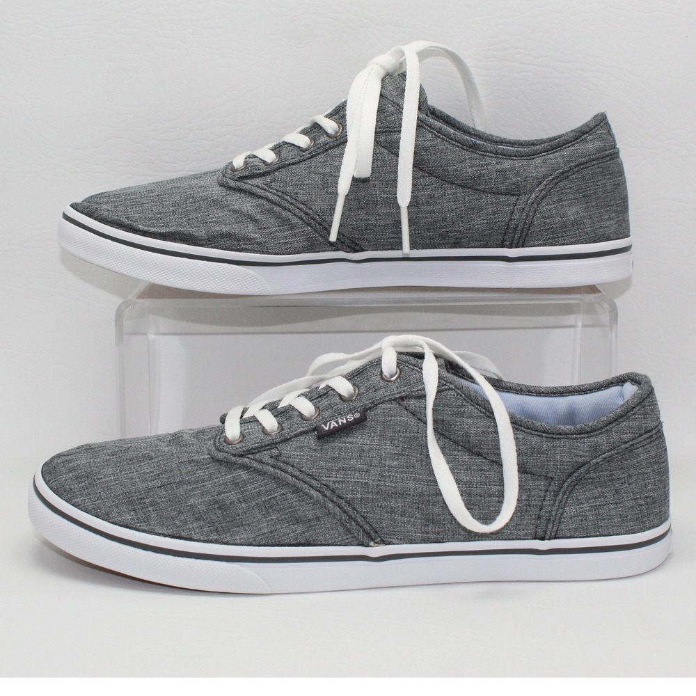Vans Atwood‎ Low Gray Chambray Canvas Women 8 Sneakers 500714 Skate Shoes